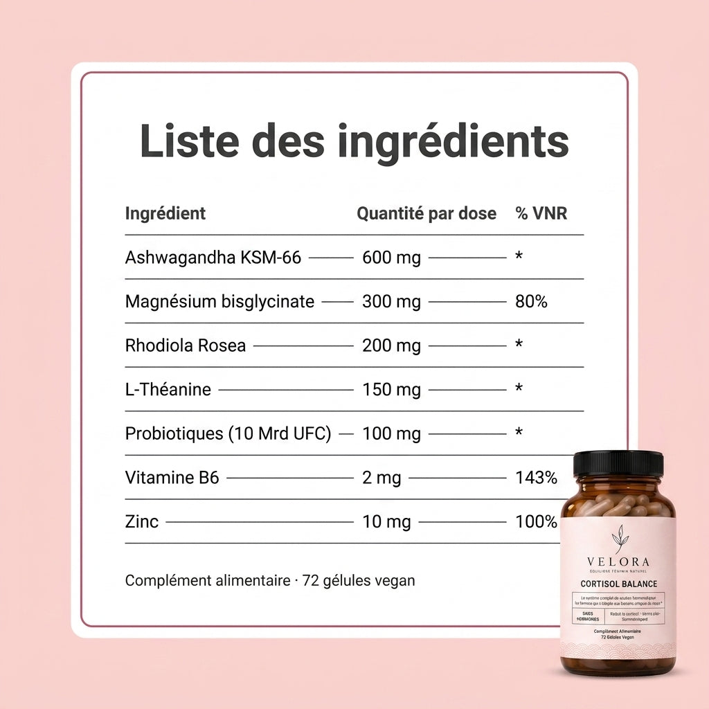 VELORA Cortisol Balance cible le cortisol après 50 ans